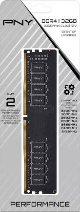 Photo de Barrette mémoire 16Go DIMM DDR4 PNY Performance 3200MHz (Noir)