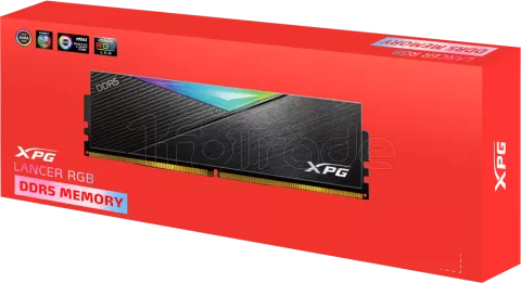 Photo de Barrette mémoire 16Go DIMM DDR5 Adata XPG Lancer RGB  7200MHz (Noir)