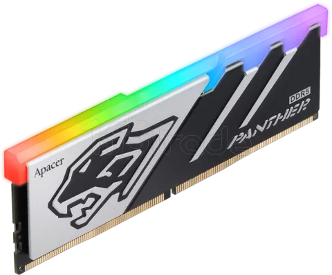 Photo de Barrette mémoire 16Go DIMM DDR5 Apacer Panther RGB 5600MHz (Noir/Argent)