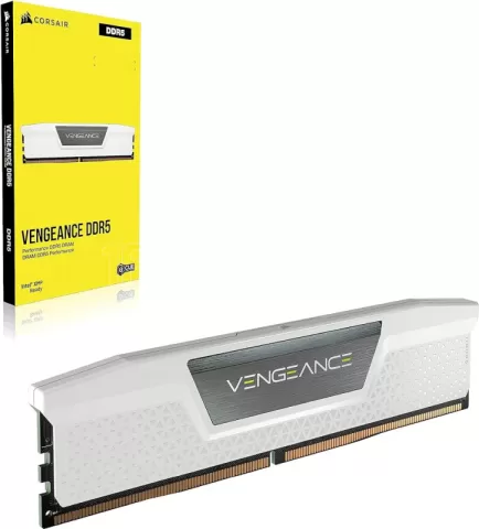 Photo de Barrette mémoire 16Go DIMM DDR5 Corsair Vengeance 6000MHz CL38 (Blanc)