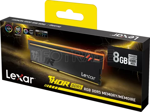 Photo de Barrette mémoire 16Go DIMM DDR5 Lexar Thor 2nd Gen RGB 6000MHz CL38 (Noir)