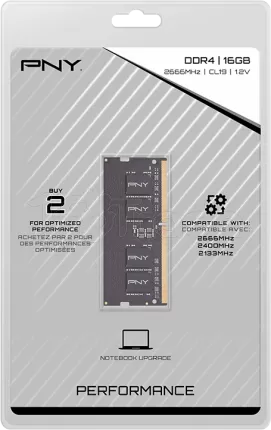 Photo de Barrette mémoire 16Go SODIMM DDR4 PNY Performance 2666Mhz (Noir)
