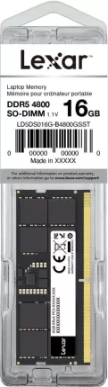 Photo de Barrette mémoire 16Go SODIMM DDR5 Lexar 4800Mhz (Noir)
