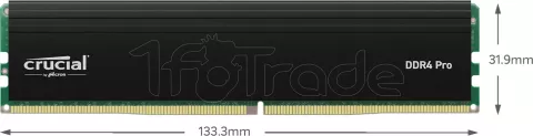 Photo de Barrette mémoire 32Go DIMM DDR4 Crucial Pro  3200Mhz (Noir)