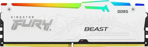 Photo de Barrette mémoire 32Go DIMM DDR5 Kingston Fury Beast RGB 5200MHz (Blanc)