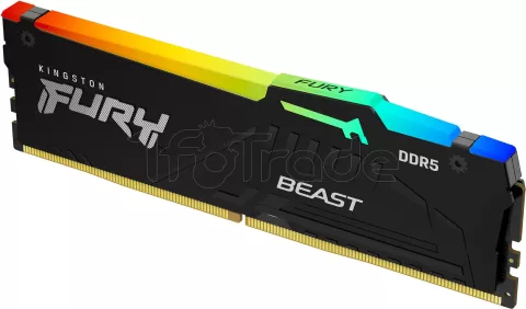 Photo de Barrette mémoire 32Go DIMM DDR5 Kingston Fury Beast RGB  5200MHz (Noir)