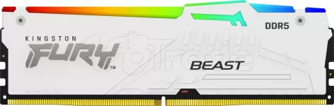 Photo de Barrette mémoire 32Go DIMM DDR5 Kingston Fury Beast RGB 5600MHz (Blanc)