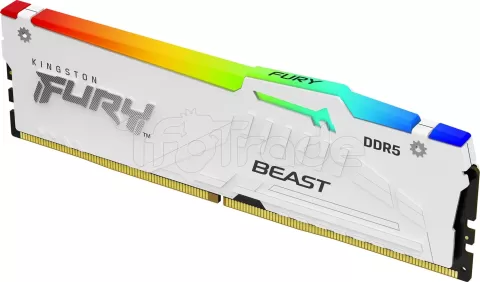 Photo de Barrette mémoire 32Go DIMM DDR5 Kingston Fury Beast RGB 5600MHz (Blanc)