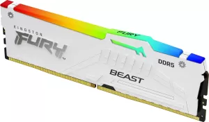 Photo de Barrette mémoire 32Go DIMM DDR5 Kingston Fury Beast RGB 5600MHz (Blanc)