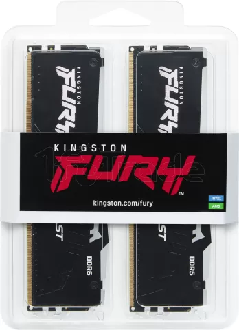 Photo de Barrette mémoire 32Go DIMM DDR5 Kingston Fury Beast RGB 5600MHz (Noir)