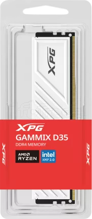 Photo de Barrette mémoire 8Go DIMM DDR4 Adata XPG GammiX D35 3600Mhz (Blanc)