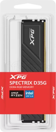 Photo de Barrette mémoire 8Go DIMM DDR4 Adata XPG SpectriX D35G RGB 3600Mhz (Noir)