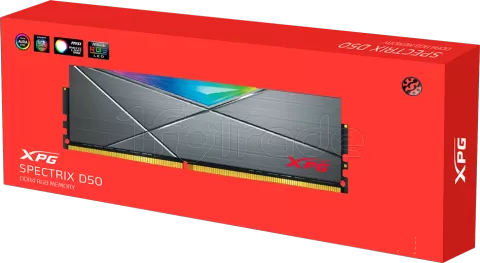 Photo de Barrette mémoire 8Go DIMM DDR4 Adata XPG SpectriX D50 RGB  3600Mhz (Noir)