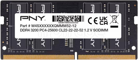 Photo de Barrette mémoire 8Go SODIMM DDR4 PNY Performance 3200MHz (Noir) Version SI