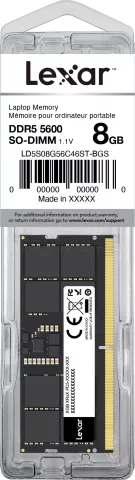Photo de Barrette mémoire 8Go SODIMM DDR5 Lexar 5600Mhz (Noir)