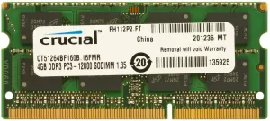 Photo de Barrette mémoire RAM SODIMM DDR3L 4096Mo Crucial PC12800 (1600 Mhz)
