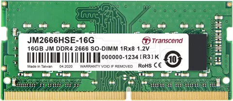 Photo de Barrette mémoire SODIMM 16Go DDR4 Transcend JetRam  2666Mhz (Vert)