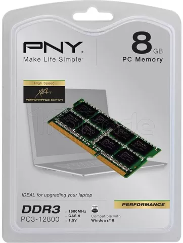 Photo de Barrette mémoire SODIMM DDR3L 8Go PNY 1600MHz