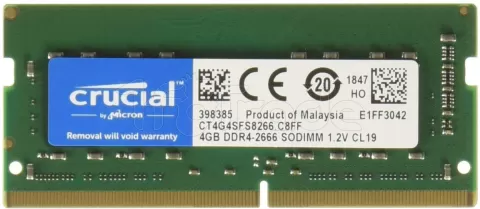 Photo de Barrette mémoire SODIMM DDR4 Crucial  2667Mhz 4Go (Vert)