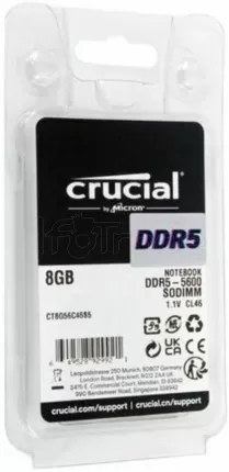 Photo de Barrette mémoire SODIMM DDR5 8Go Crucial 5600Mhz (Noir)
