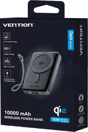 Photo de Batterie externe magnétique Vention FKHH0 + 2x USB-C 10000mAh (Gris)