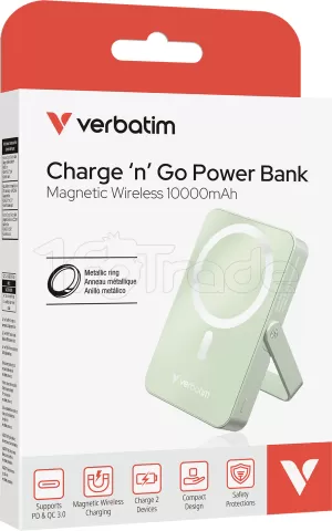 Photo de Batterie externe sans fil magnétique Verbatim Charge'n'Go 10000mAh (Vert)