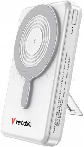 Photo de Batterie externe sans fil magnétique Verbatim Charge'n'Go 2C - 10000mAh (Argent)