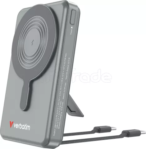 Photo de Batterie externe sans fil magnétique Verbatim Charge'n'Go 2C - 10000mAh (Gris)