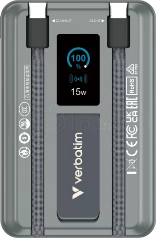 Photo de Batterie externe sans fil magnétique Verbatim Charge'n'Go 2C - 10000mAh (Gris)
