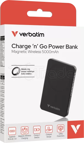 Photo de Batterie externe sans fil magnétique Verbatim Charge'n'Go Essentials - 5000mAh (Noir)