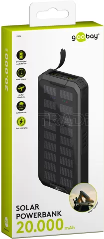 Photo de Batterie externe solaire Goobay 2x USB-A + 1x USB-C - 20000 mAh (Noir)