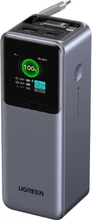 Photo de Batterie externe Ugreen Nexode + USB-C rétractable - 20000mAh (Gris)