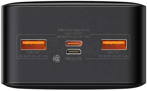 Photo de Batterie externe USB Baseus Bipow - 30000mAh 20W (Noir)