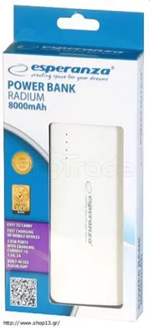 Photo de Batterie externe USB Esperanza Radium - 8000mAh (Blanc/Gris)