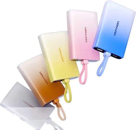 Photo de Batterie externe Vention FHZ 1x USB-C + 1x USB-A + 1x Lightning - 10000mAh (Marron)