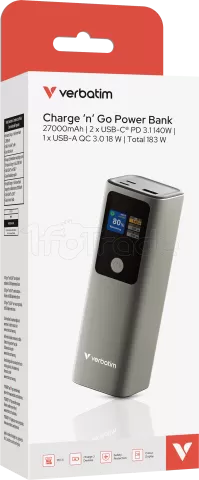 Photo de Batterie externe Verbatim Charge'n'Go - 27000mAh (Gris)