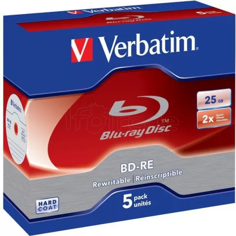 Photo de Blu-Ray Verbatim 25 Go 2X réinscriptible (boite de 5)