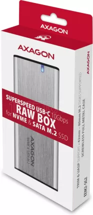 Photo de Boitier externe USB 3.1 Axagon EEM2-SG2 - S-ATA/NVMe M.2 Type 2280 (Argent)