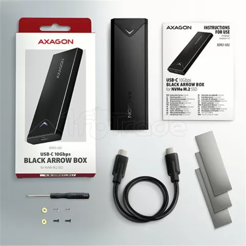 Photo de Boitier externe USB 3.1 Axagon EEM2-UB2 - NVMe M.2 Type 2280 (Noir)