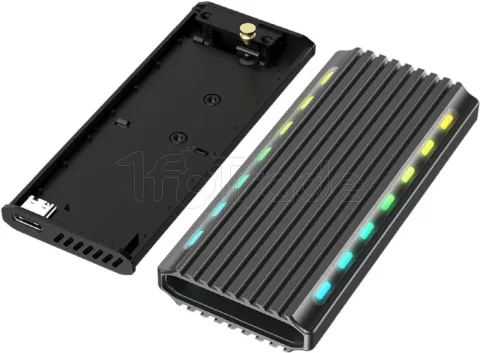 Photo de Boitier externe USB 3.1 Gembird RGB - S-ATA/NVMe M.2 Type 2280 (gris)