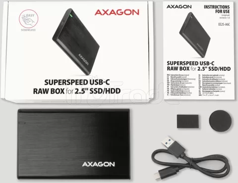 Photo de Boitier externe USB 3.2 Axagon EE25-A6C - S-ATA 2,5" (Noir)