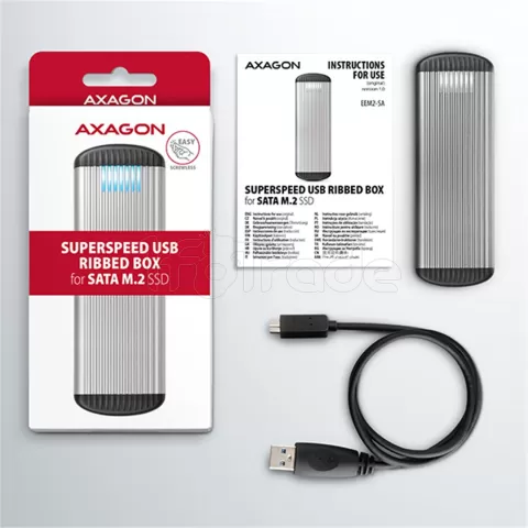 Photo de Boitier externe USB 3.2 Axagon EEM2-SA - S-ATA M.2 Type 2280 (Gris)