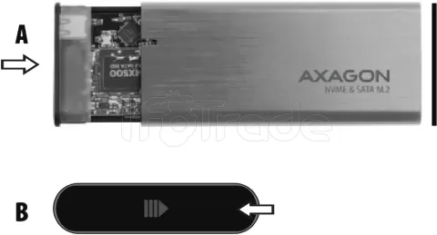 Photo de Boitier externe USB 3.2 Axagon EEM2-SG2 - S-ATA/NVMe M.2 Type 2280 (Argent)