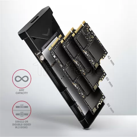 Photo de Boitier externe USB 3.2 Axagon EEM2-UB2 - NVMe M.2 Type 2280 (Noir)