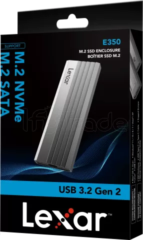 Photo de Boitier externe USB 3.2 Lexar E350 - S-ATA/NVMe M.2 Type 2280 (Argent)