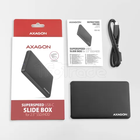 Photo de Boitier externe USB-C 3.0 Axagon EE25-SLC - S-ATA 2,5" (Noir)