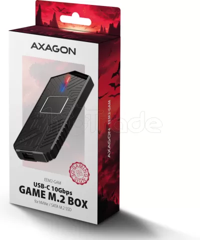 Photo de Boitier externe USB-C 3.1 Axagon EEM2-GAM - S-ATA/NVMe M.2 Type 2280 (Noir)