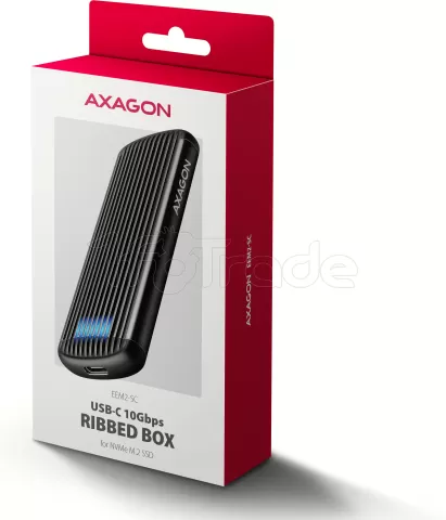 Photo de Boitier externe USB-C 3.1 Axagon EEM2-SC Ribbed - NVMe M.2 Type 2280 (Noir)
