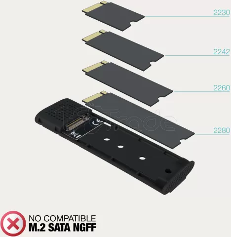 Photo de Boitier externe USB-C 3.1 TooQ Beta - NVMe M.2 Type 2280 (Noir)