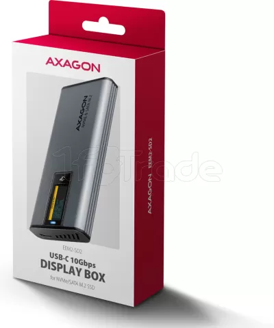 Photo de Boitier externe USB-C 3.2 Axagon EEM2-SD2 - S-ATA/NVMe M.2 Type 2280 (Noir)